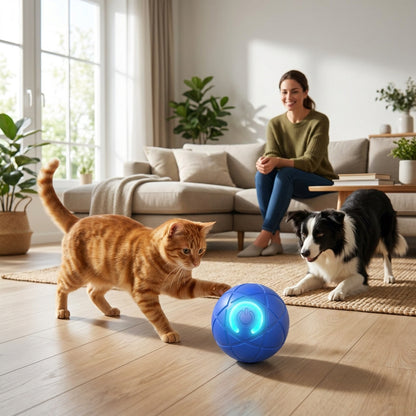 Self-Rolling Dog Ball for Interactive Play