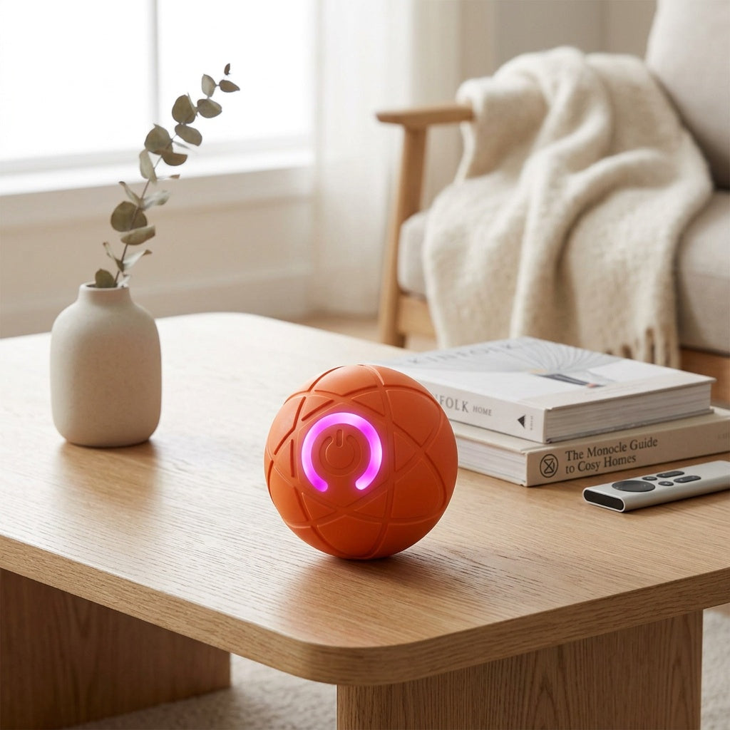 Self-Rolling Dog Ball for Interactive Play